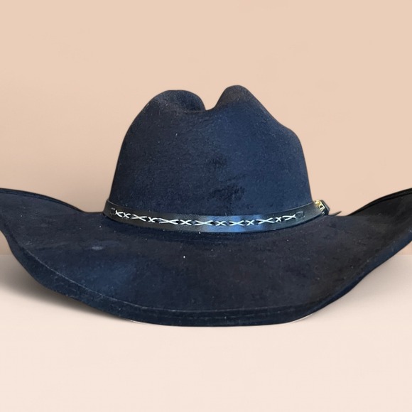 La Sierra West Hats Western Cowboy Hat Rodeo Vaquero Sombrero Equine Sz M Black - Picture 2 of 8